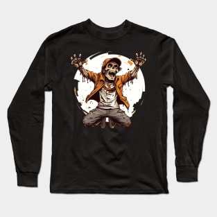 Happy Party Zombie Undead Creepy Halloween Design Long Sleeve T-Shirt